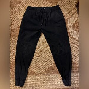 Men's Black Khaki Joggers with Wrinkled Design and Pockets